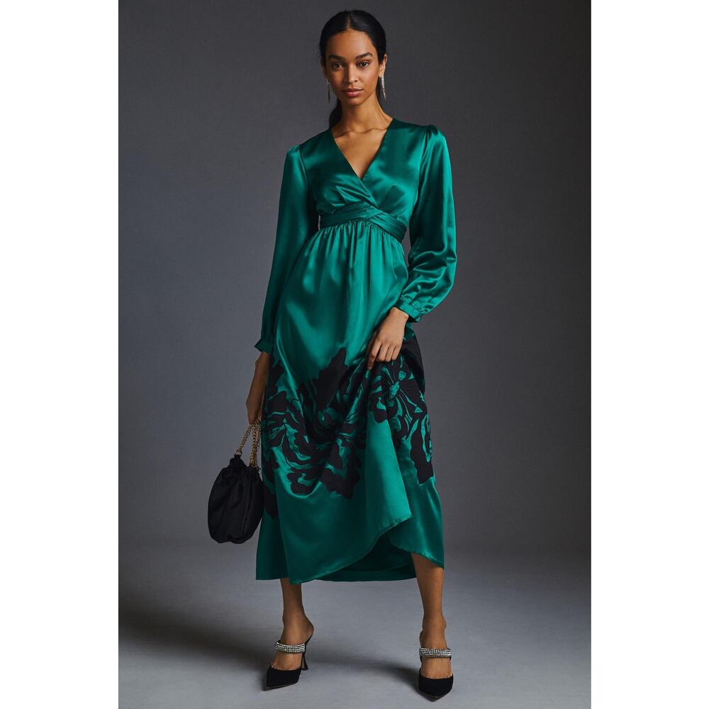 Nikasha Embroidered Satin Dress by Anthropologie - New Small